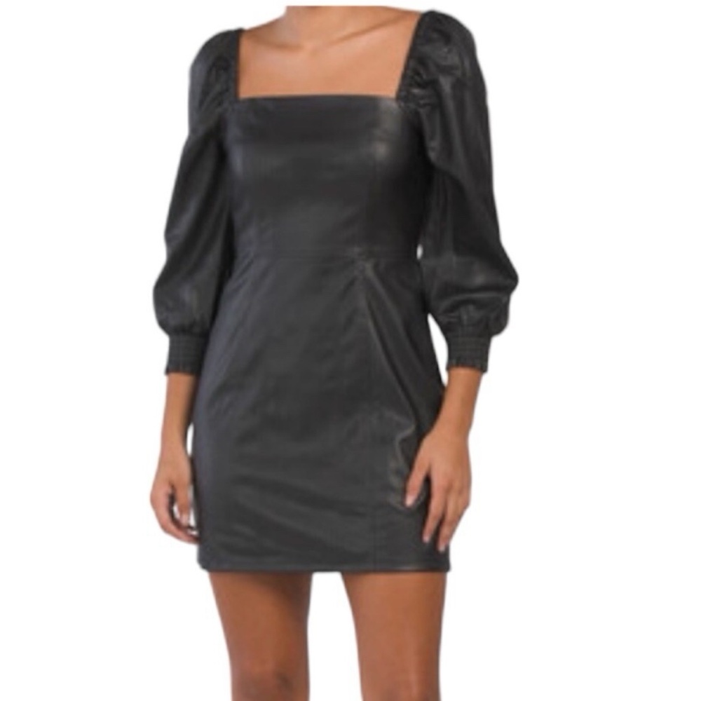 7 For All Mankind Black Faux Leather Mini Dress